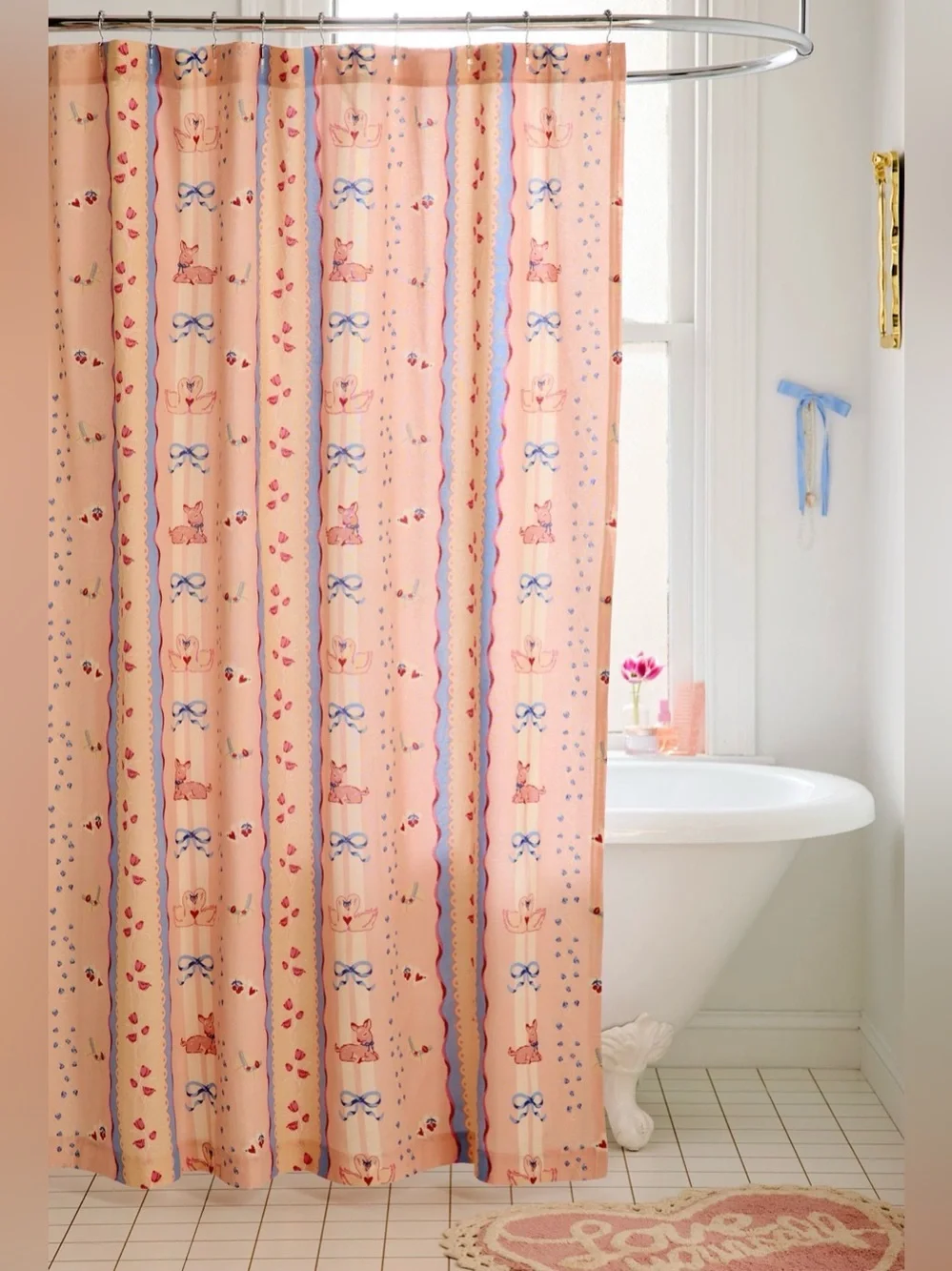 Urban Outfitters Molly Icon Striped Pattern Shower Curtain NEW 72”x72”